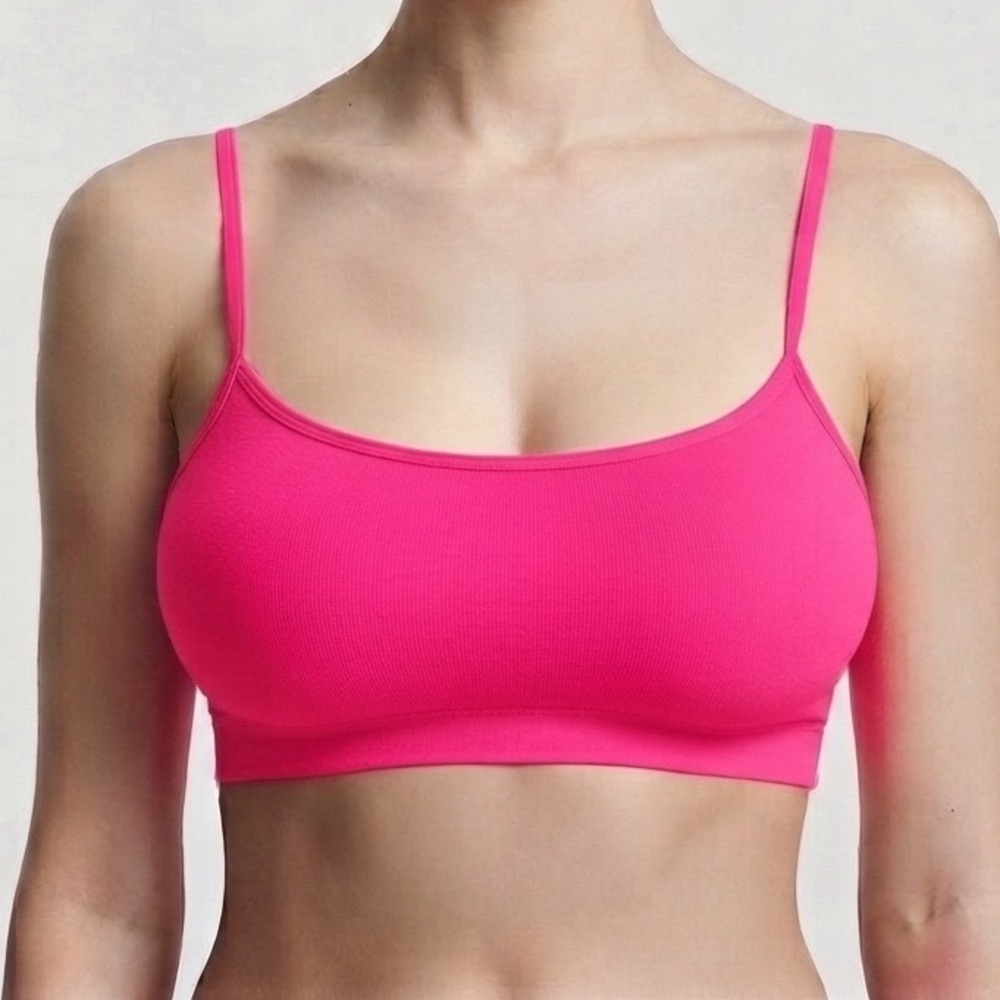 Aerie Real Good Neon Pink Bralette Adjustable‎ Straps Ruched Sides Womens Small